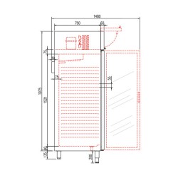 Schéma Coreco - Armoire réfrigérée inox positive - GN 2/1 emboutie - 1 porte vitrée - 645 L