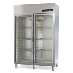 Coreco - Armoire réfrigérée inox positive - GN 2/1 emboutie - 2 portes vitrées - 1404 L