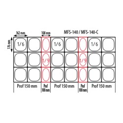 Coreco - Saladette GN 1/1 à couvercle rabattable - 3 portes pleines - 18 bacs GN 1/6 et 6 bacs GN 1/9 - Prof. 700 mm