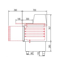 Coreco - Saladette GN 1/1 avec pare-haleine en verre - 3 portes pleines - 18 bacs GN 1/6 et 6 bacs GN 1/9 - Prof. 700 mm