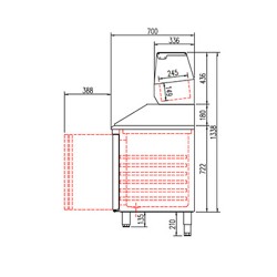 Coreco - Table à pizza réfrigérée GN 1/1 - 3 portes pleines - Prof. 700 mm