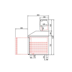 Coreco - Table à pizza réfrigérée 600 x 400 - 4 portes pleines - Prof. 800 mm