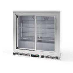 Coreco - Arrière-bar inox avec 2 portes vitrées coulissantes - Hauteur 850 mm - ERHS-250-LI